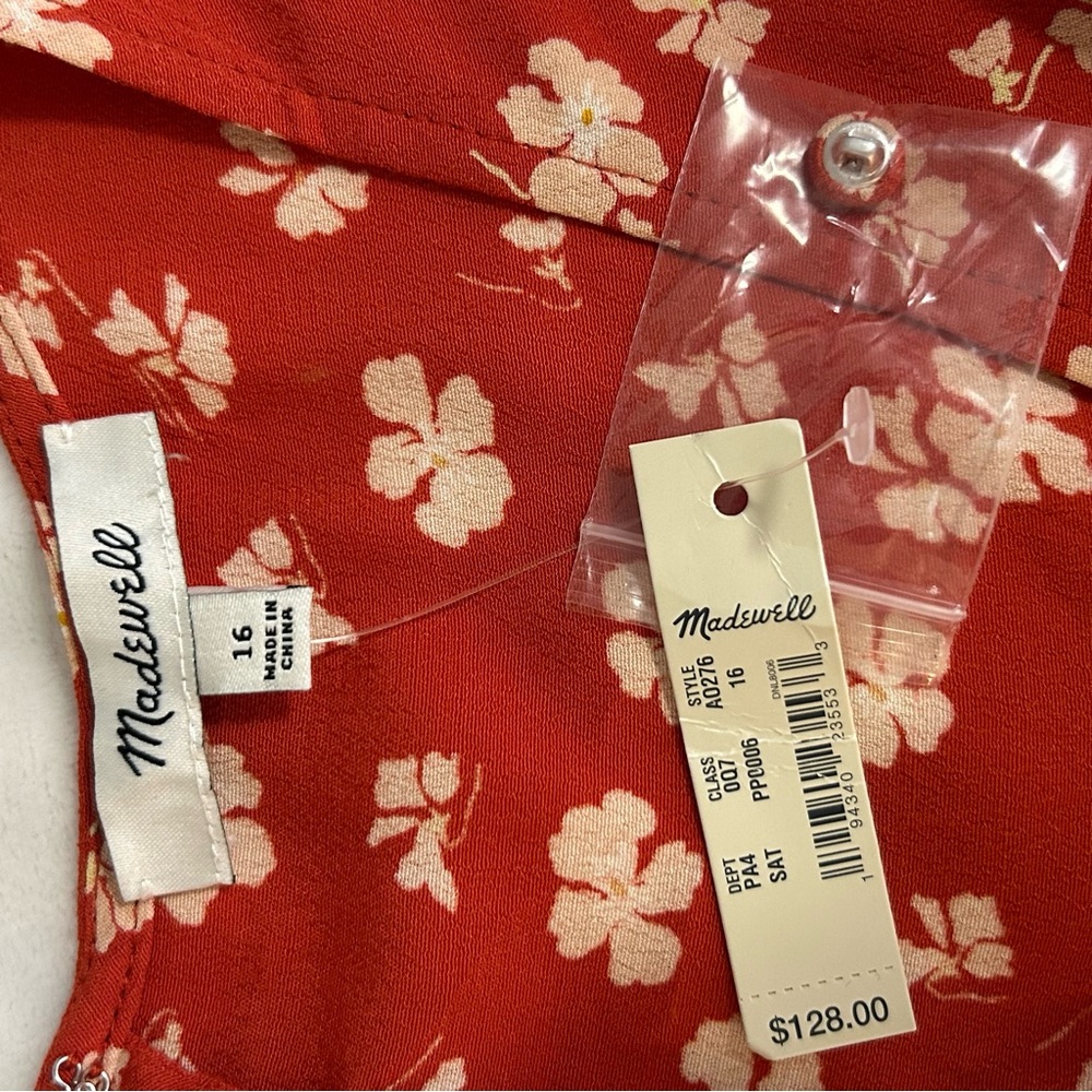 NWT Madewell Button-Front Retro in Happy Hibiscus Dress sz 16 Indie Coquette - Picture 2 of 16